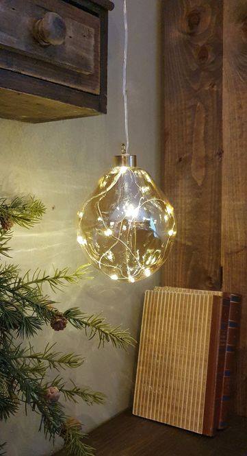 Hovedbilde Glasskule m/ledlys amber