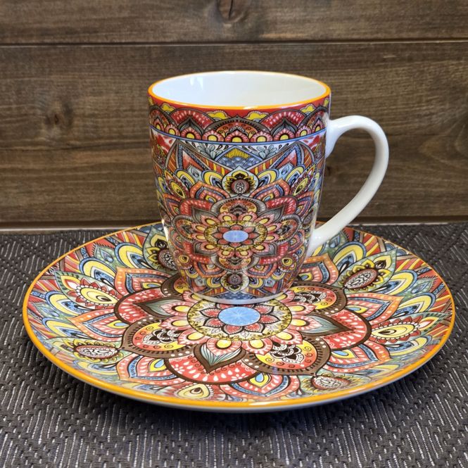 Hovedbilde Krus og asjett Bohem orange