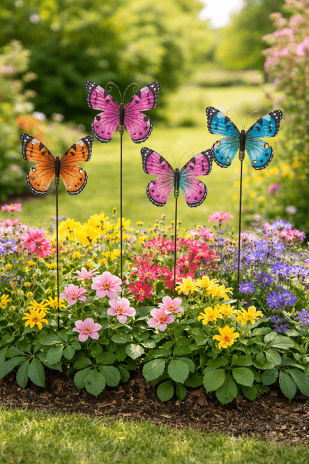 Hovedbilde Blomsterpinne sommerfugl blå
