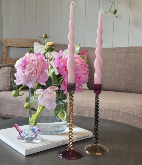 Hovedbilde Lysestake glass lilla topp