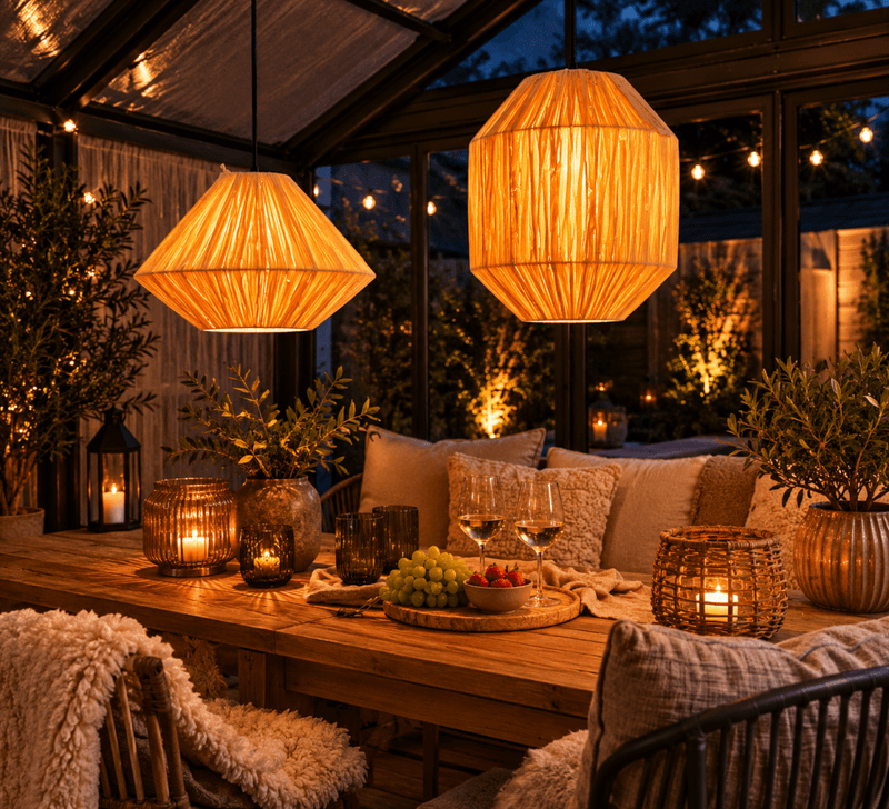 Lampe naturfarget høy
