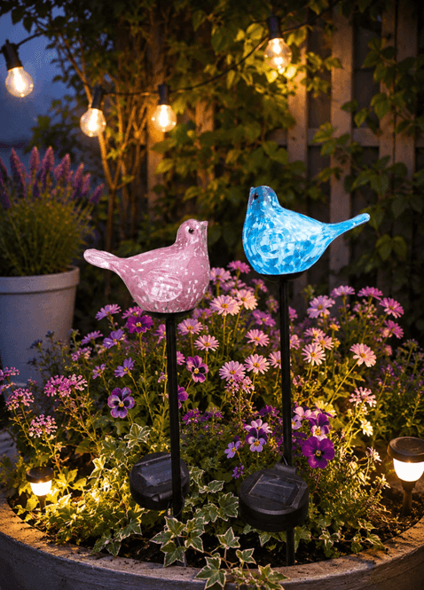 Hovedbilde Blomsterpinne glassfugl blå ...