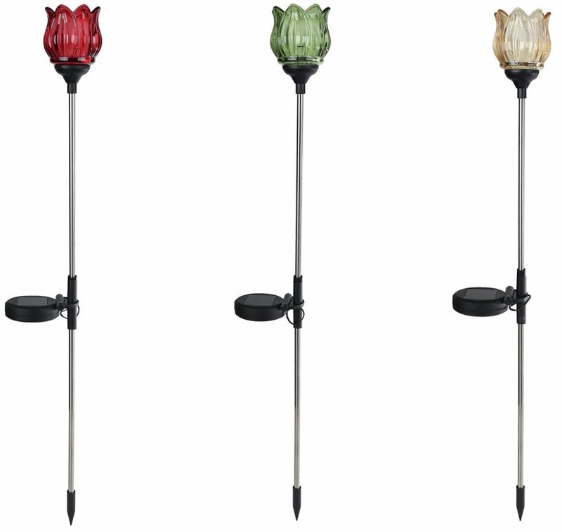 Blomsterpinne tulipan gult glass solar