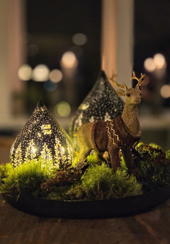 Lyslykt God jul sort dråpe liten